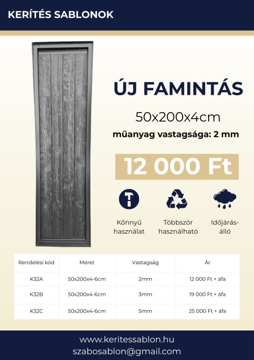 Új famintás - adatlap